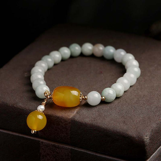 Jade  Natural White Jade Agate Protection Bracelet