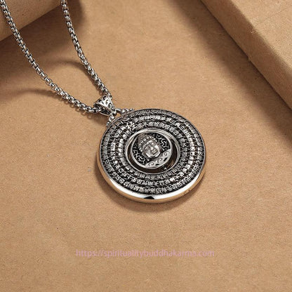Buddha Energy Necklace Heart Sutra Buddha Carved Peace Buckle Design Serenity Rotatable Necklace Pendant