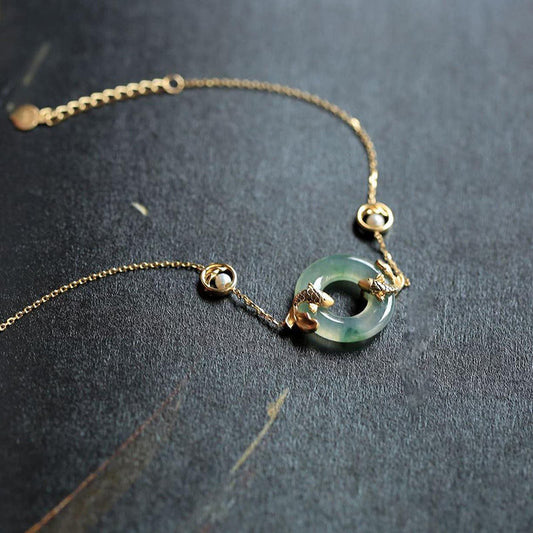 Jade  Cyan Jade Koi Fish Healing Harmony Bracelet
